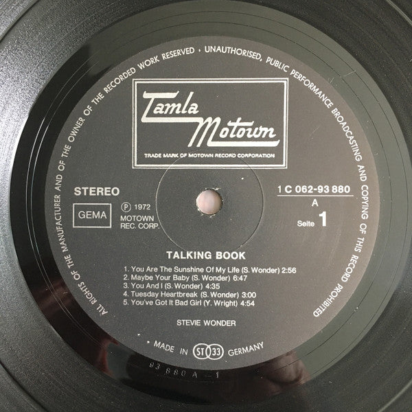 Stevie Wonder : Talking Book (LP, Album, Gat)