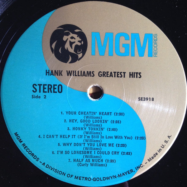 Hank Williams : Hank Williams' Greatest Hits (LP, Album, Comp, RE)