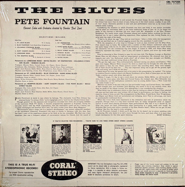 Pete Fountain : The Blues (LP, Album, RP, ◆ P)
