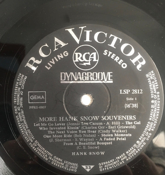 Hank Snow : More Hank Snow Souvenirs (LP, RE)