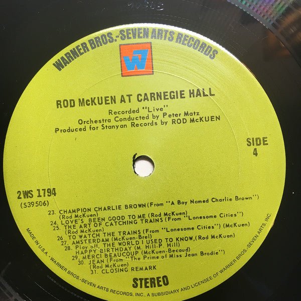 Rod McKuen : At Carnegie Hall (2xLP, Album, Ter)