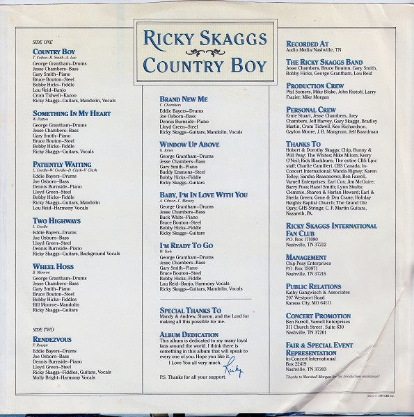 Ricky Skaggs : Country Boy (LP, Album, Car)