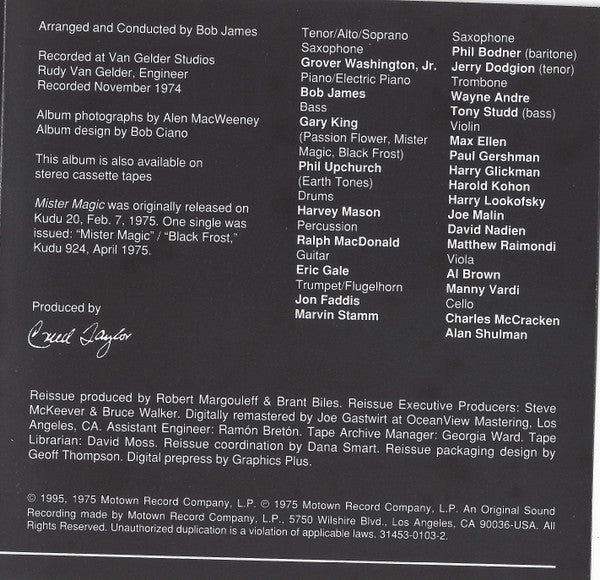 Grover Washington Jr.* : Mister Magic (CD, Album, RE)