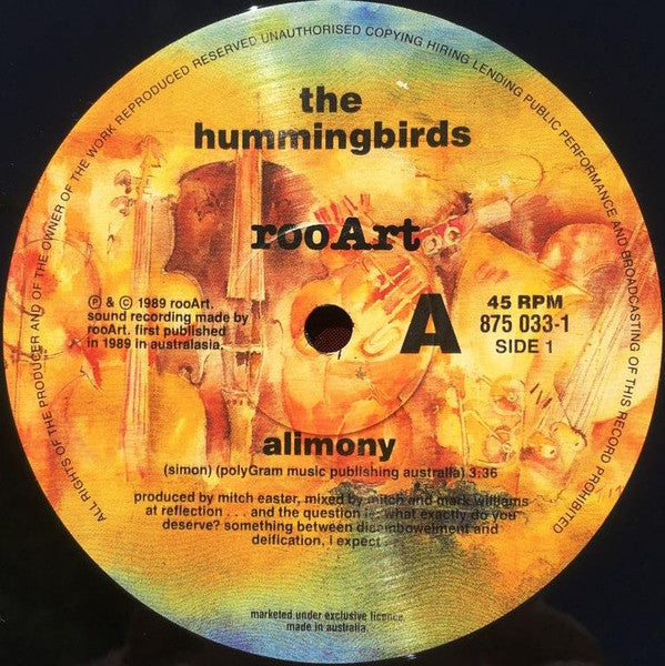 The Hummingbirds : Alimony (12", Single)