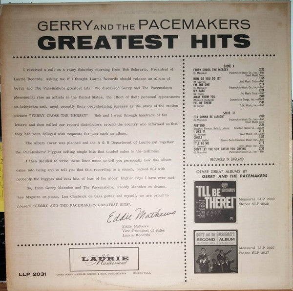 Gerry And The Pacemakers* : Greatest Hits (LP, Comp, Mono, RCA)
