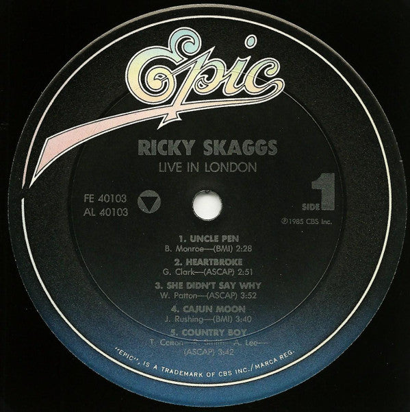 Ricky Skaggs : Live In London (LP, Album, Pit)