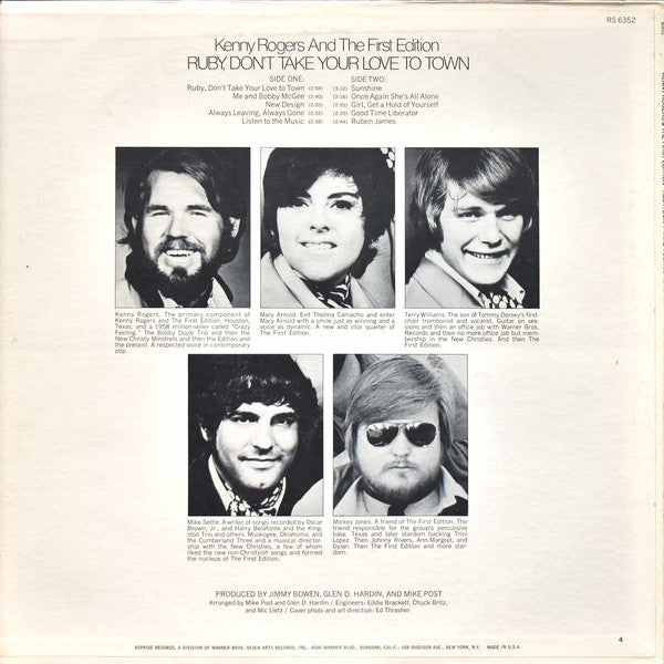 Kenny Rogers And The First Edition* : Ruby, Don't Take Your Love To Town (LP, Album, Ter)