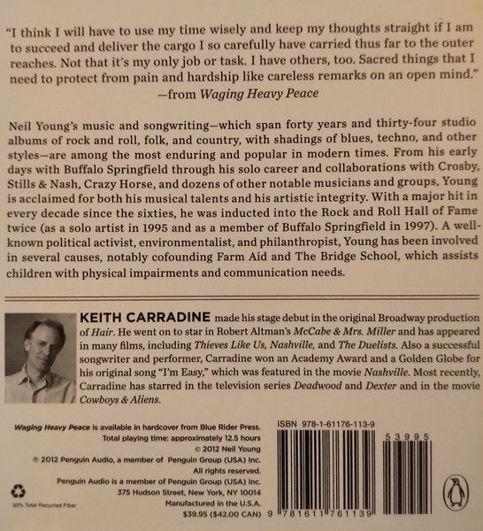 Neil Young Read By Keith Carradine : Waging Heavy Peace (11xCD, Una)