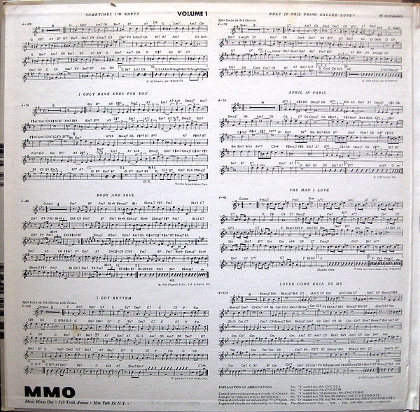 Music Minus One : Volume 1 - A Rhythm Background Record For Any Musician Or Vocalist (LP, Album)