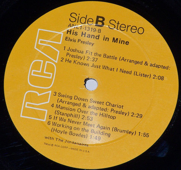 Elvis Presley : His Hand In Mine (LP, Album, RE)
