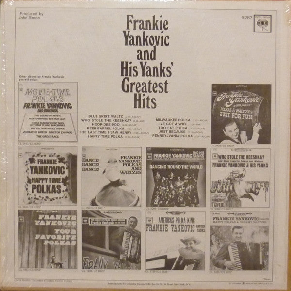 Frankie Yankovic And His Yanks : Frankie Yankovic And His Yanks' Greatest Hits (LP, Comp, RE)