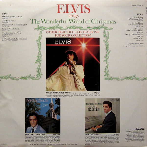 Elvis Presley : Elvis Sings The Wonderful World Of Christmas (LP, Album, Ora)