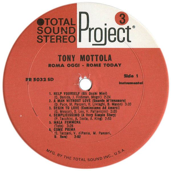 Tony Mottola : Roma Oggi = Rome Today (LP, Album, San)