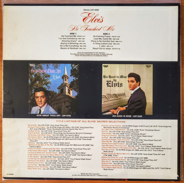Elvis* : He Touched Me (LP, Album, Ind)
