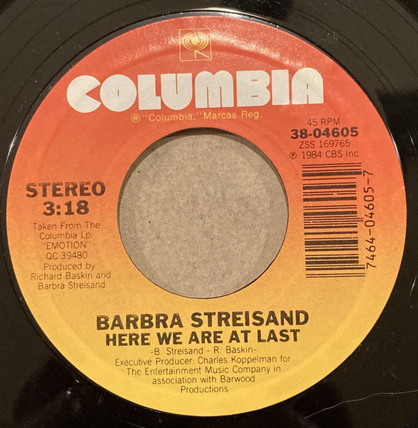 Barbra Streisand : Left In The Dark (7", Single, Styrene, Pit)