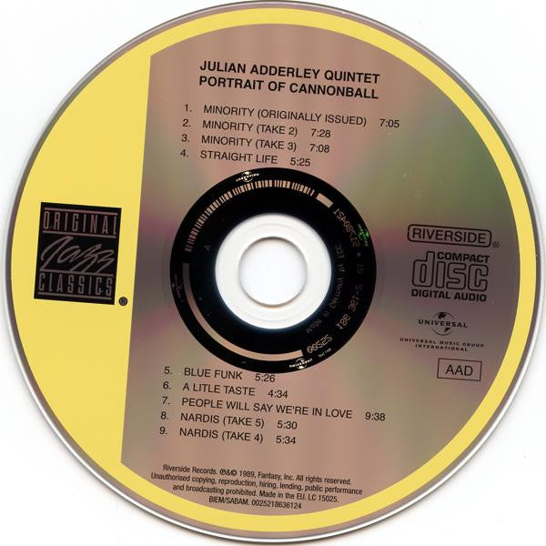 Julian Adderley Quintet* : Portrait Of Cannonball (CD, Album, Comp, RE, RM)