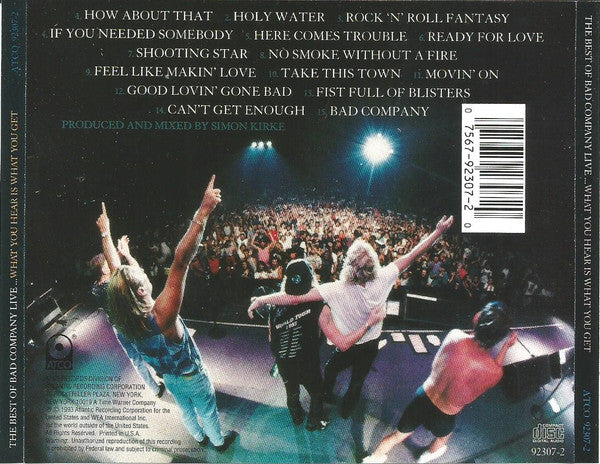 Bad Company (3) : The Best Of Bad Company Live...What You Hear Is What You Get (CD, Album)