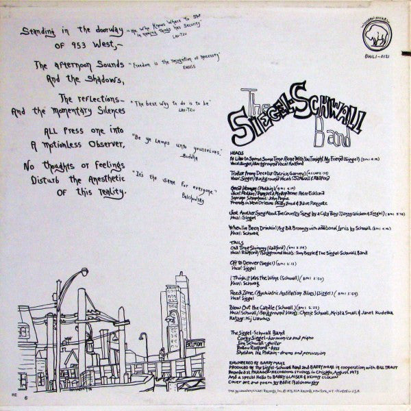 The Siegel-Schwall Band : 953 West (LP, Album, Ind)