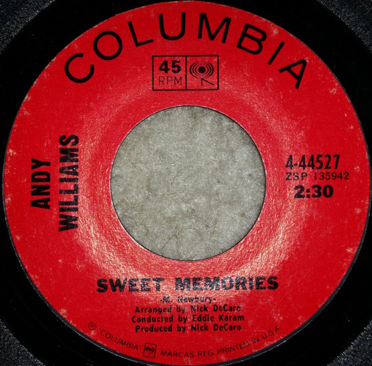Andy Williams : Sweet Memories (7", Single)
