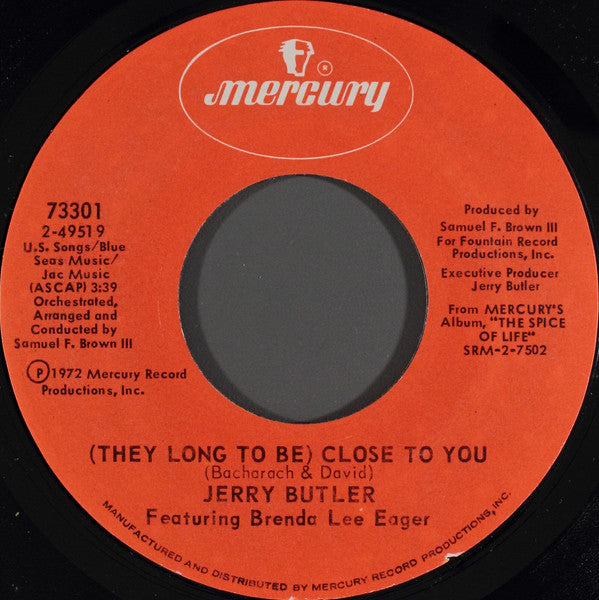 Jerry Butler Featuring Brenda Lee Eager : You Can't Always Tell (7", Styrene, Phi)