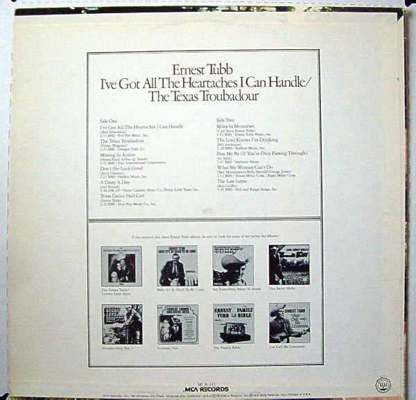 Ernest Tubb : I've Got All The Heartaches I Can Handle / The Texas Troubadour (LP, Album)