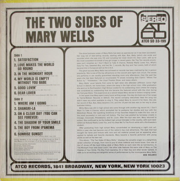 Mary Wells : The Two Sides Of Mary Wells (LP, Album)