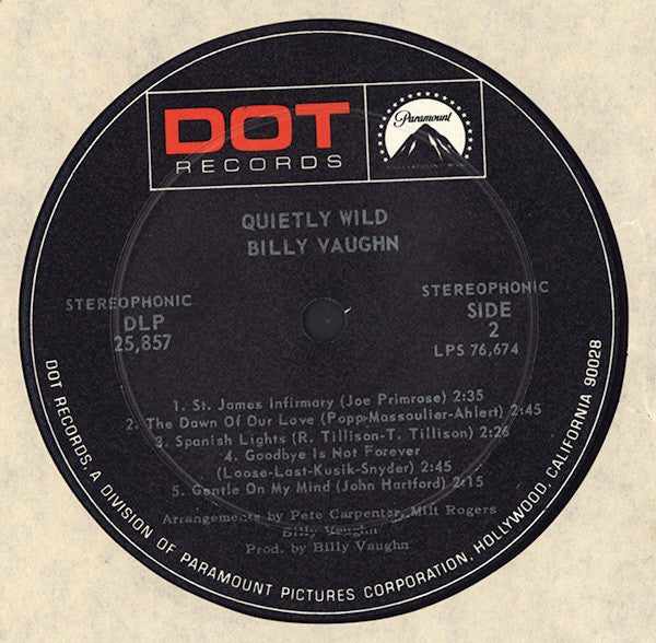 Billy Vaughn : Quietly Wild (LP, Album)