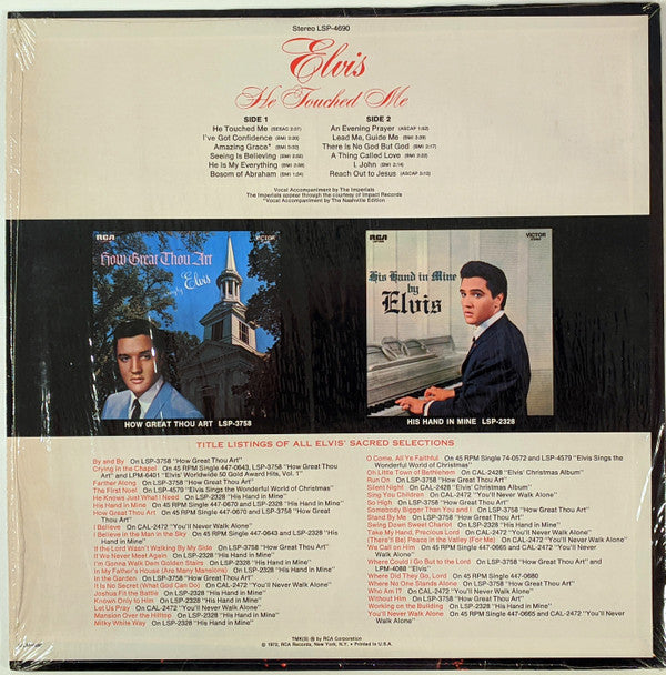 Elvis Presley : He Touched Me (LP, Album, RE)