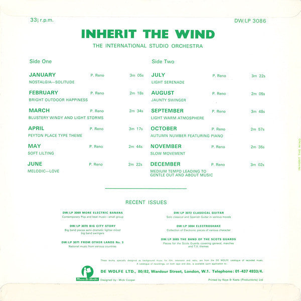 The International Studio Orchestra : Inherit The Wind (LP)
