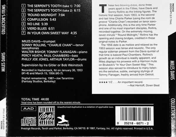 Miles Davis : Collectors' Items (CD, Album, RE, RM, RP)