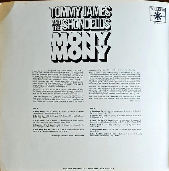 Tommy James And The Shondells* : Mony Mony (LP, Album, Abb)