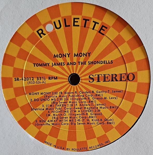 Tommy James And The Shondells* : Mony Mony (LP, Album, Abb)
