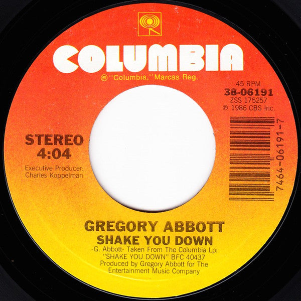 Gregory Abbott : Shake You Down (7", Styrene, Car)