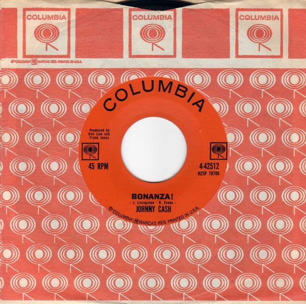 Johnny Cash : Bonanza! / Pick A Bale O' Cotton (7", Single)