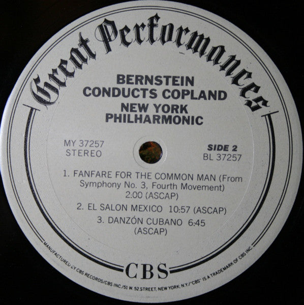 Copland*, Bernstein*, New York Philharmonic : Appalachian Spring Suite / Fanfare For The Common Man / El Salón México / Danzón Cubano (LP, Comp)