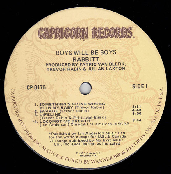 Rabbitt : Boys Will Be Boys! (LP, Album, Jac)