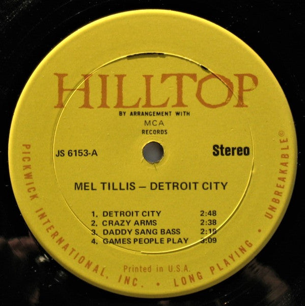 Mel Tillis : Detroit City (LP, Album, RP)