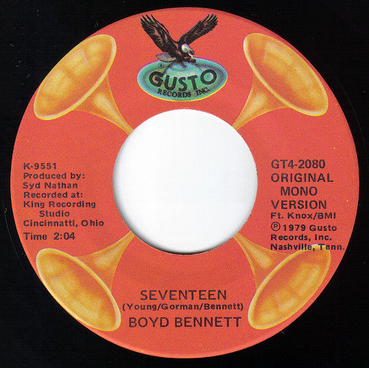 Boyd Bennett And His Rockets : Seventeen / My Boy-Flat Top (7", Single, Mono, RP)
