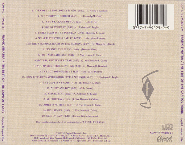 Frank Sinatra : The Best Of The Capitol Years (CD, Comp, Club)