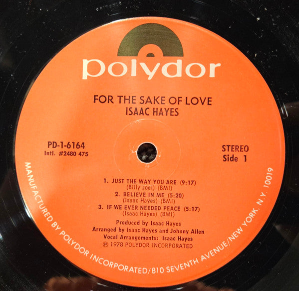 Isaac Hayes : For The Sake Of Love (LP, Album, Pin)
