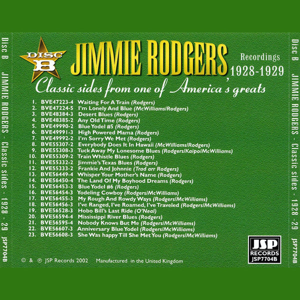 Jimmie Rodgers : Recordings 1927-1933 (5xCD, Comp, RM + Box)