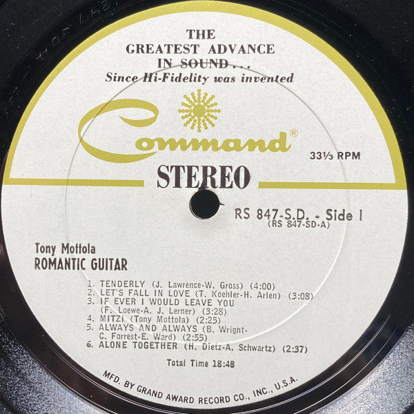 Tony Mottola : Romantic Guitar (LP, Album, Gat)