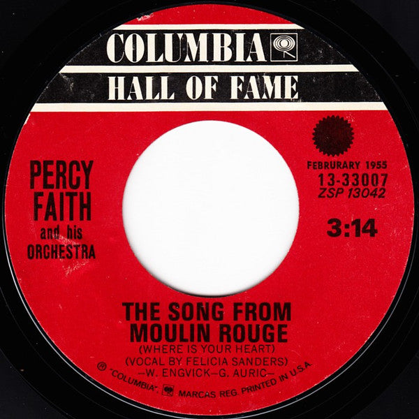 Percy Faith And His Orchestra* : Theme From "A Summer Place"/ The Song From Moulin Rouge ( Where Is Your Heart) (7", Styrene, Ter)