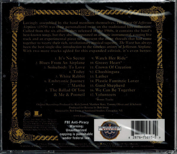 Jefferson Airplane : The Worst Of Jefferson Airplane (CD, Comp, RE, RM)