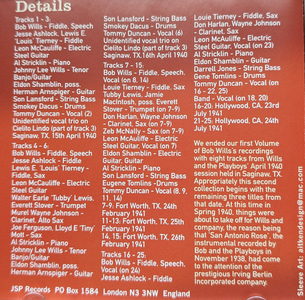 Bob Wills & His Texas Playboys : Texas, Hollywood And Chicago 1940-1947 (4xCD, Comp)