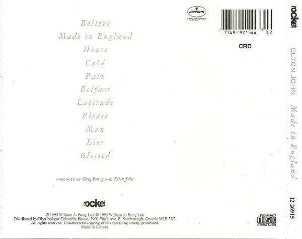 Elton John : Made In England (CD, Album)