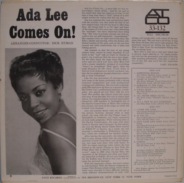 Ada Lee : Comes On! (LP, Album, Mono)