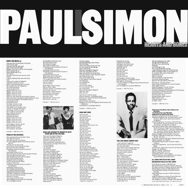 Paul Simon : Hearts And Bones (LP, Album, Ltd, Promo, Qui)