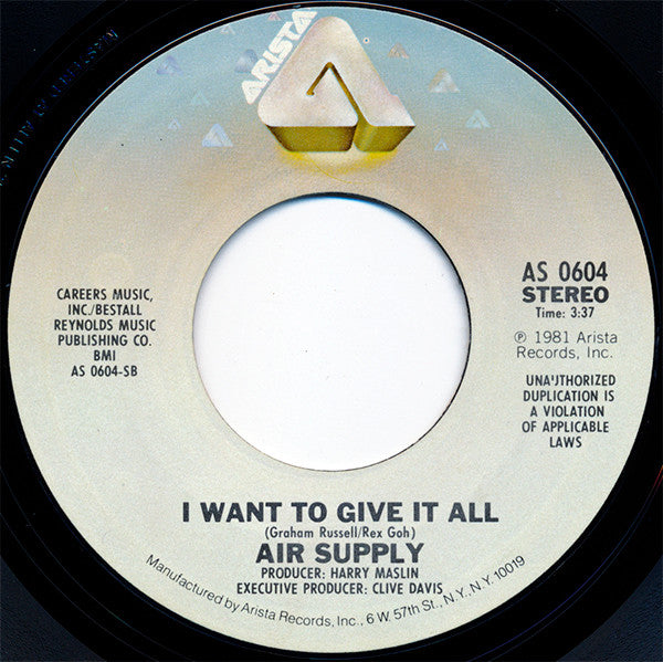 Air Supply : The One That You Love (7", Single, Styrene, Pit)