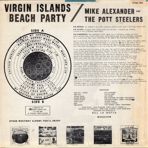 Mike Alexander (10) And The Pott Steelers : Virgin Islands Beach Party (LP, Album)